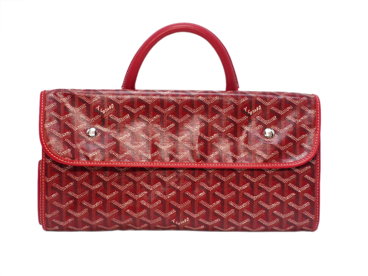 GOYARD Red Leather / Prints Canvas Sainte Lucie Folding Bag