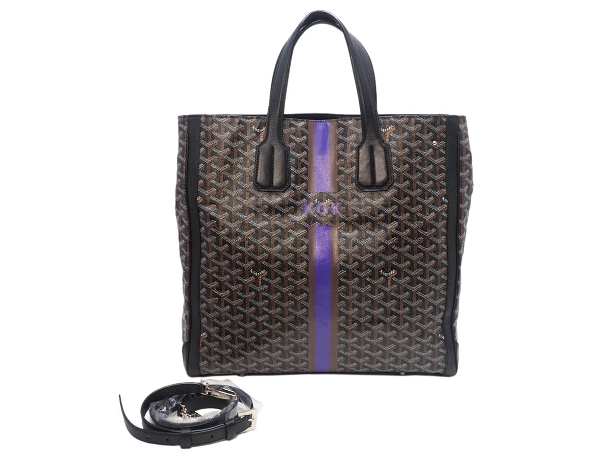 GOYARD Black / Pattern Prints Goyardine Voltaire Travel/ Document/ Shopping Tote