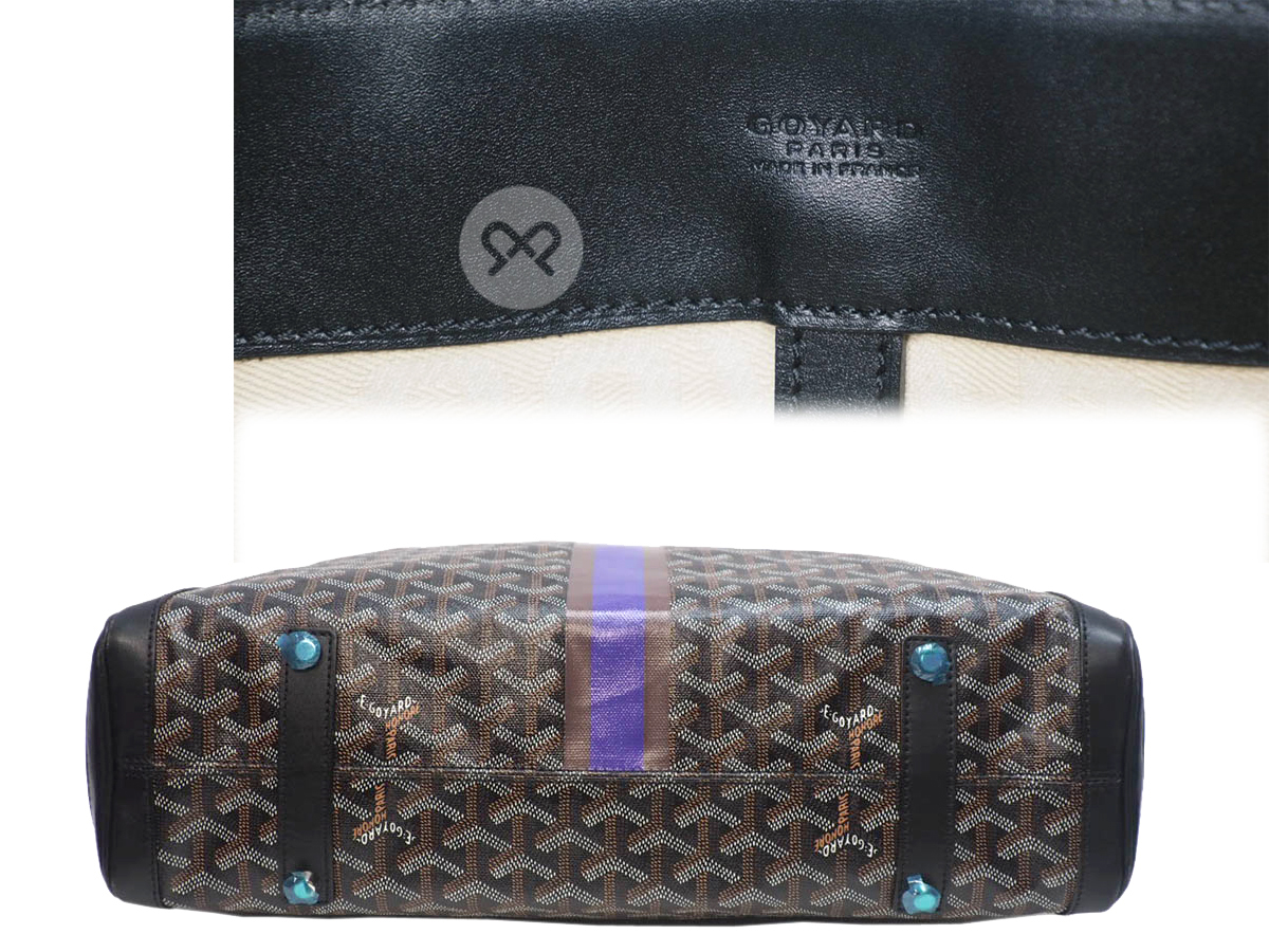 GOYARD Black / Pattern Prints Goyardine Voltaire Travel/ Document/ Shopping Tote - Image 5
