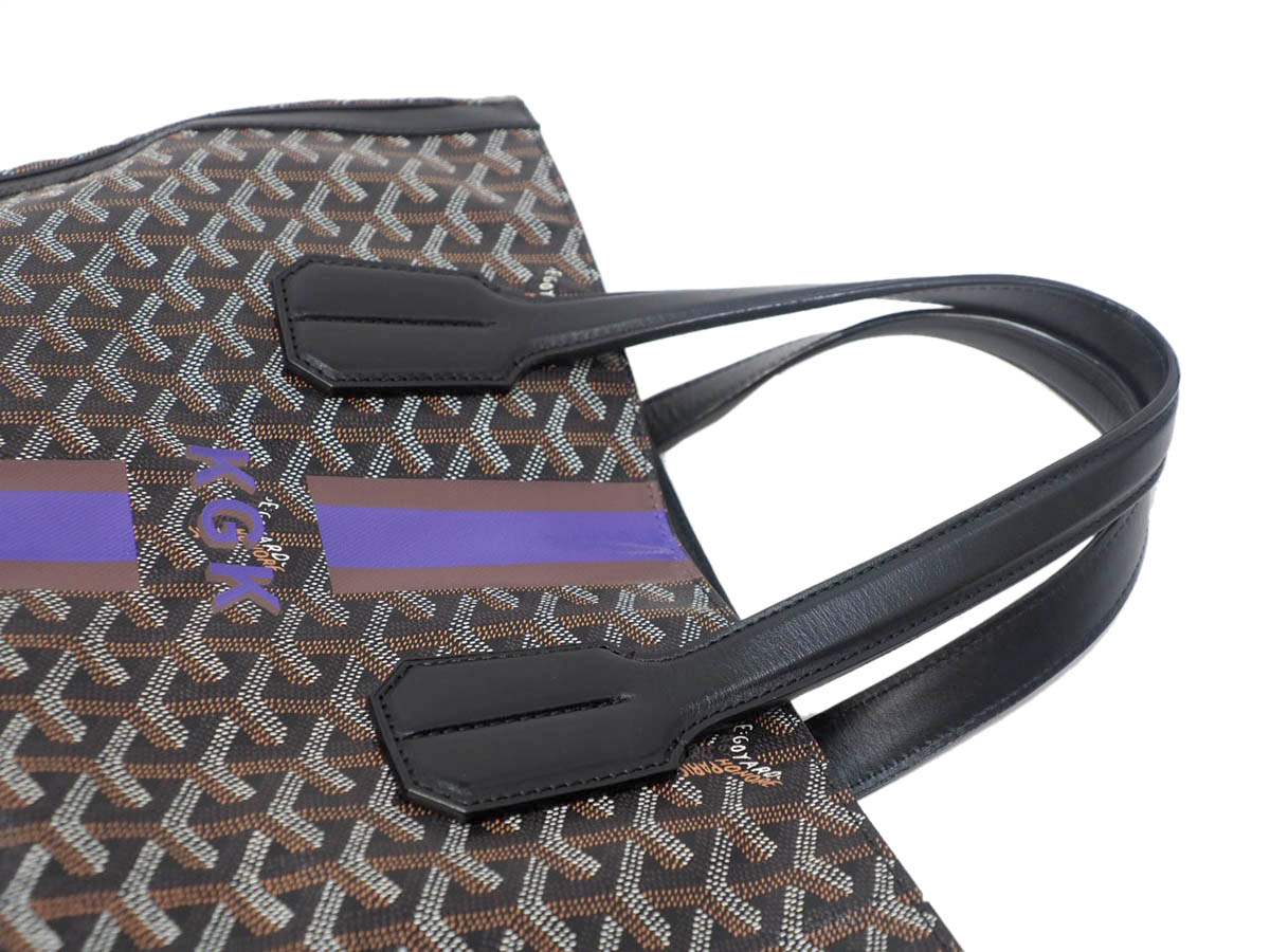 GOYARD Black / Pattern Prints Goyardine Voltaire Travel/ Document/ Shopping Tote - Image 7