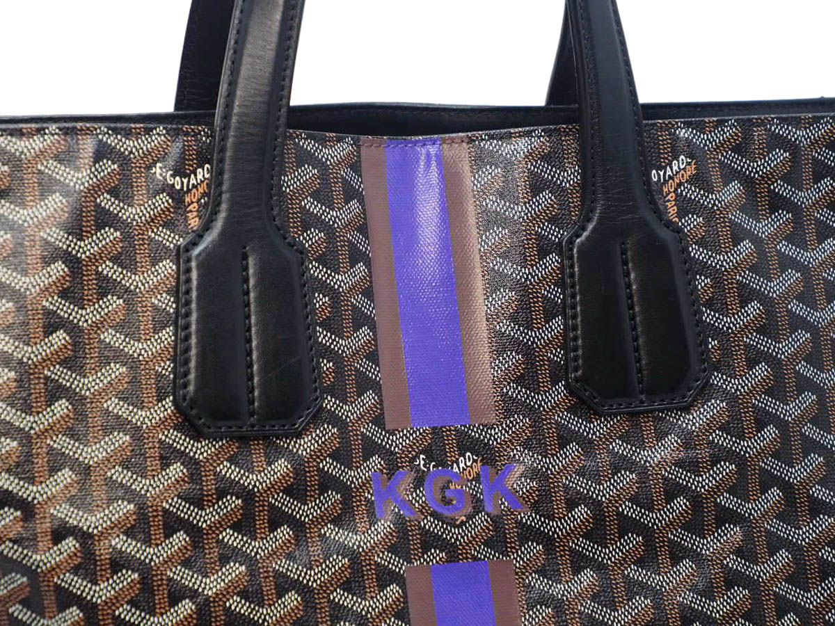 GOYARD Black / Pattern Prints Goyardine Voltaire Travel/ Document/ Shopping Tote - Image 8
