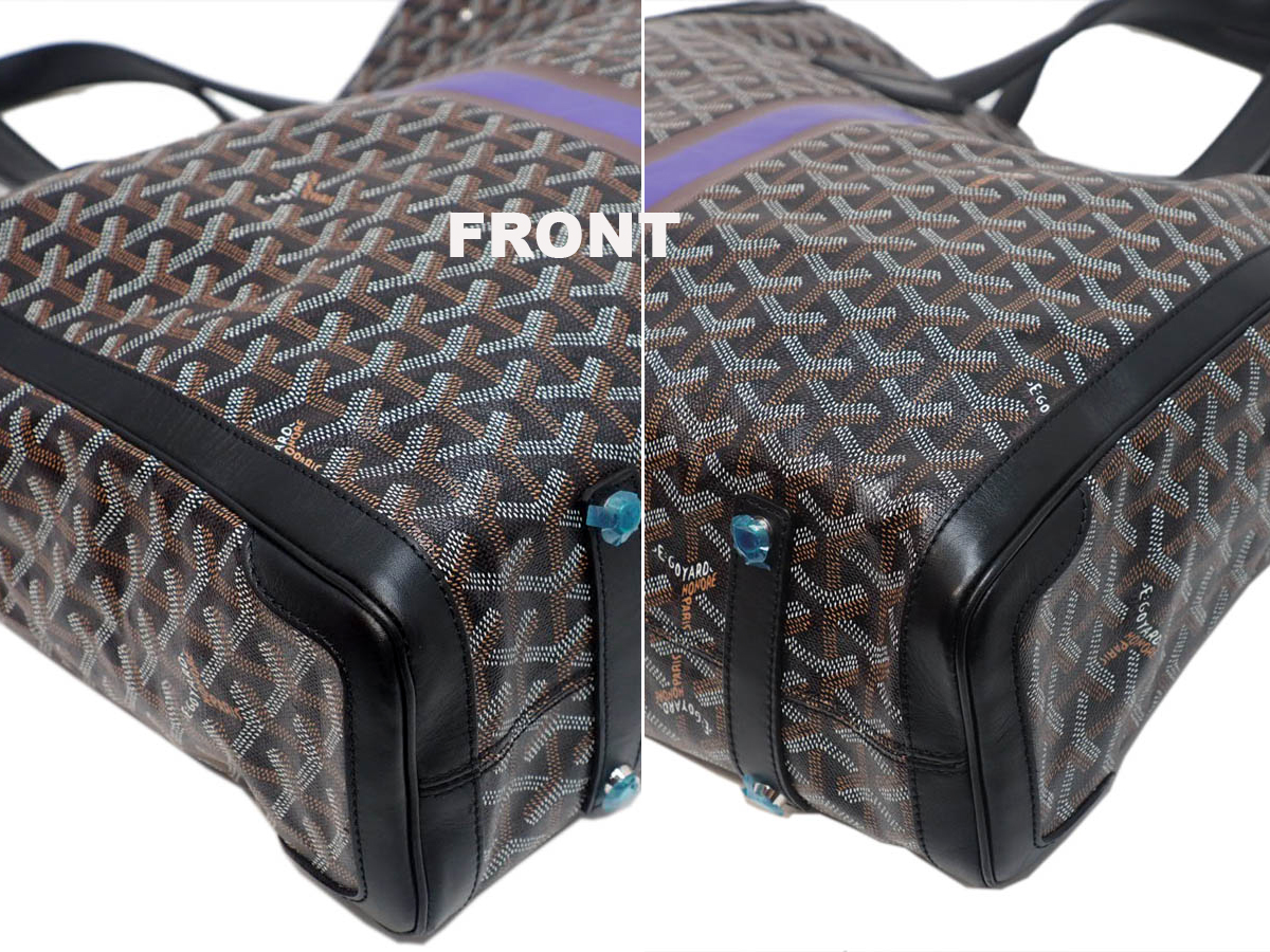 GOYARD Black / Pattern Prints Goyardine Voltaire Travel/ Document/ Shopping Tote - Image 10