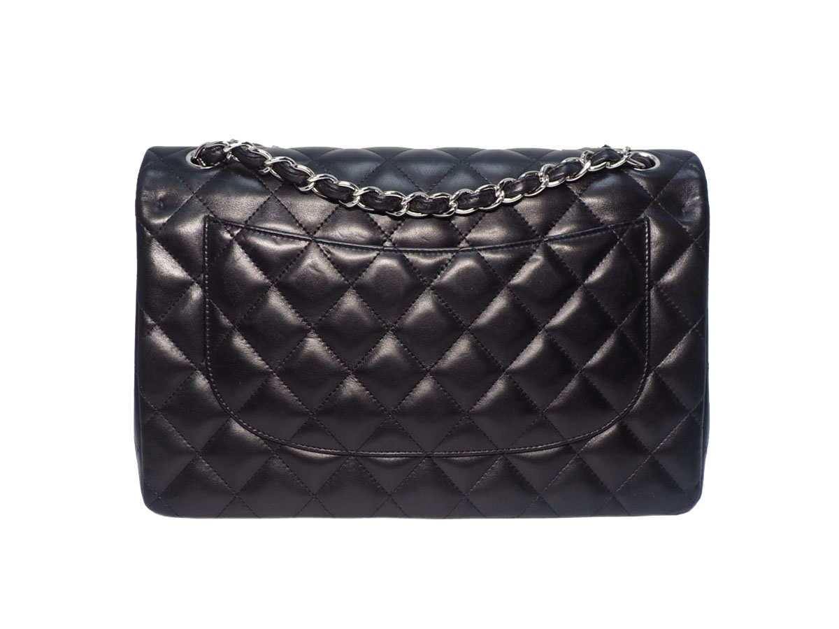 Chanel 18910063 Black Lambskin A58600 Classic Jumbo Double Flap Silver Hardware Bag - Image 3