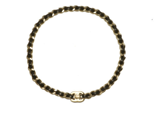 Chanel 12P Black/ Noir Choker Necklace / Bracelet Gold Metal M Size-37cm