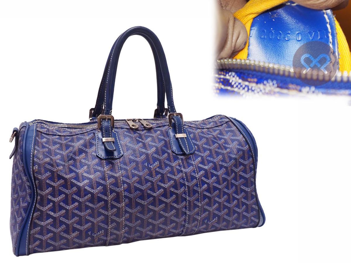 GOYARD Indigo Blue Goyardine Croisière 35 Shopping Travel Tote - Image 2