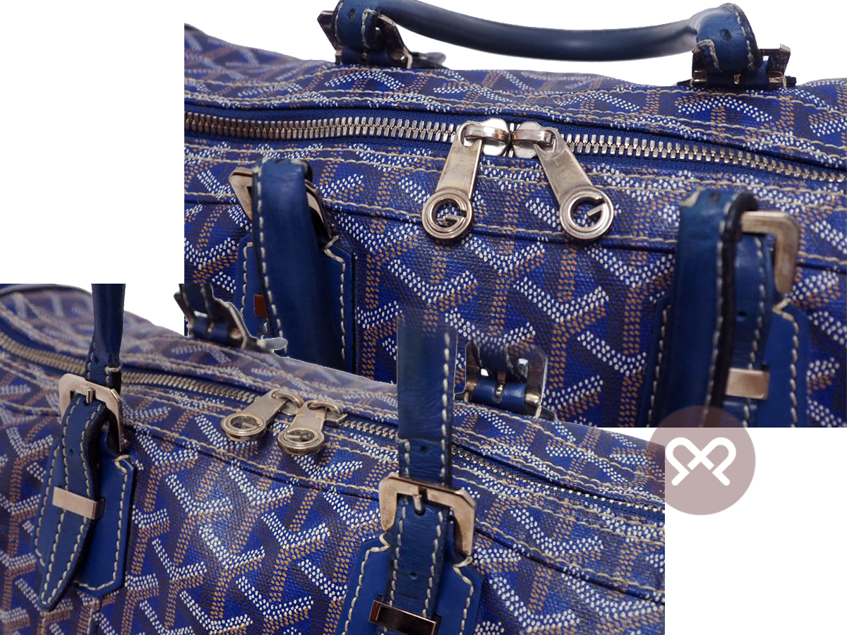 GOYARD Indigo Blue Goyardine Croisière 35 Shopping Travel Tote - Image 8