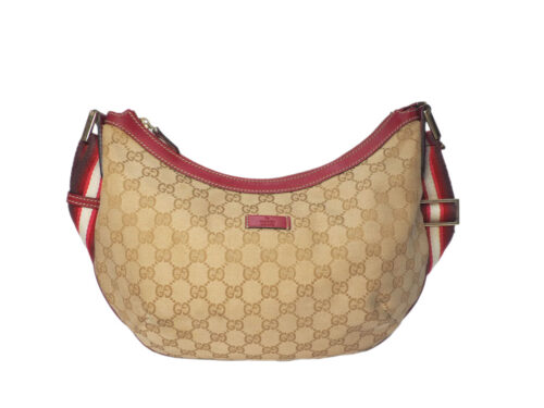 Gucci 181092 Light Beige GG/ Cherry Red Web Canvas Messenger Bag