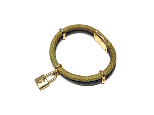 Louis Vuitton Keep It Twice Exotic Leather Bracelet with Padlock Charm