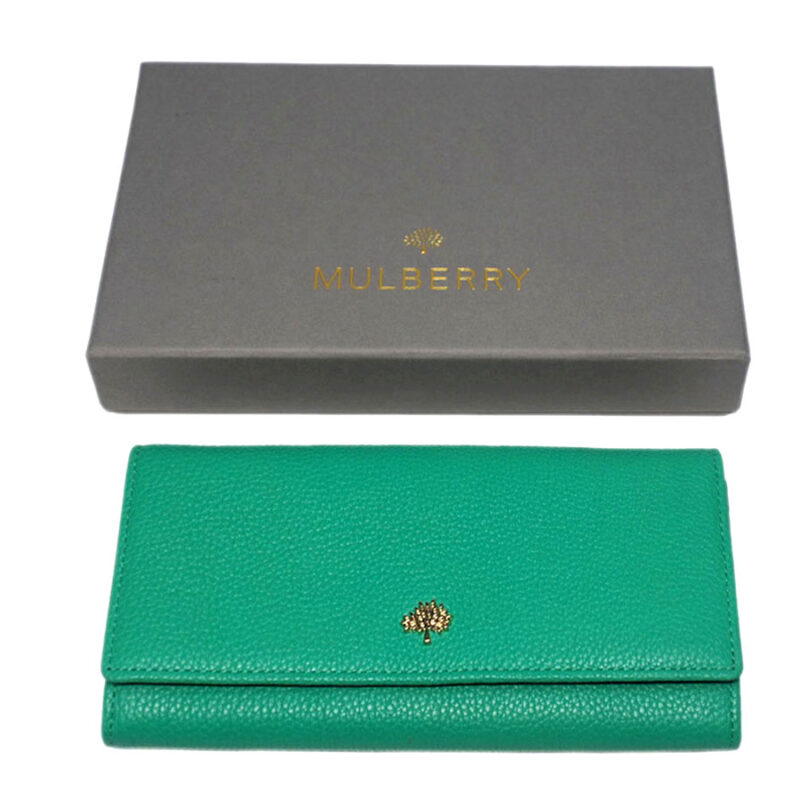 Mulberry Lime Green Heavy Grain Leather Continental Wallet