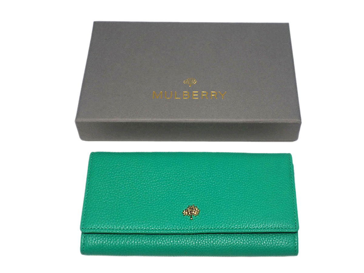 Mulberry Lime Green Heavy Grain Leather Continental Wallet