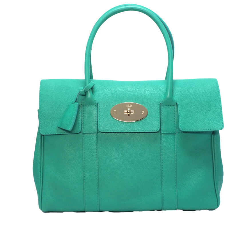 Mulberry Bayswater Heritage Leather Flip Lock Tote Handbag in Lime Green