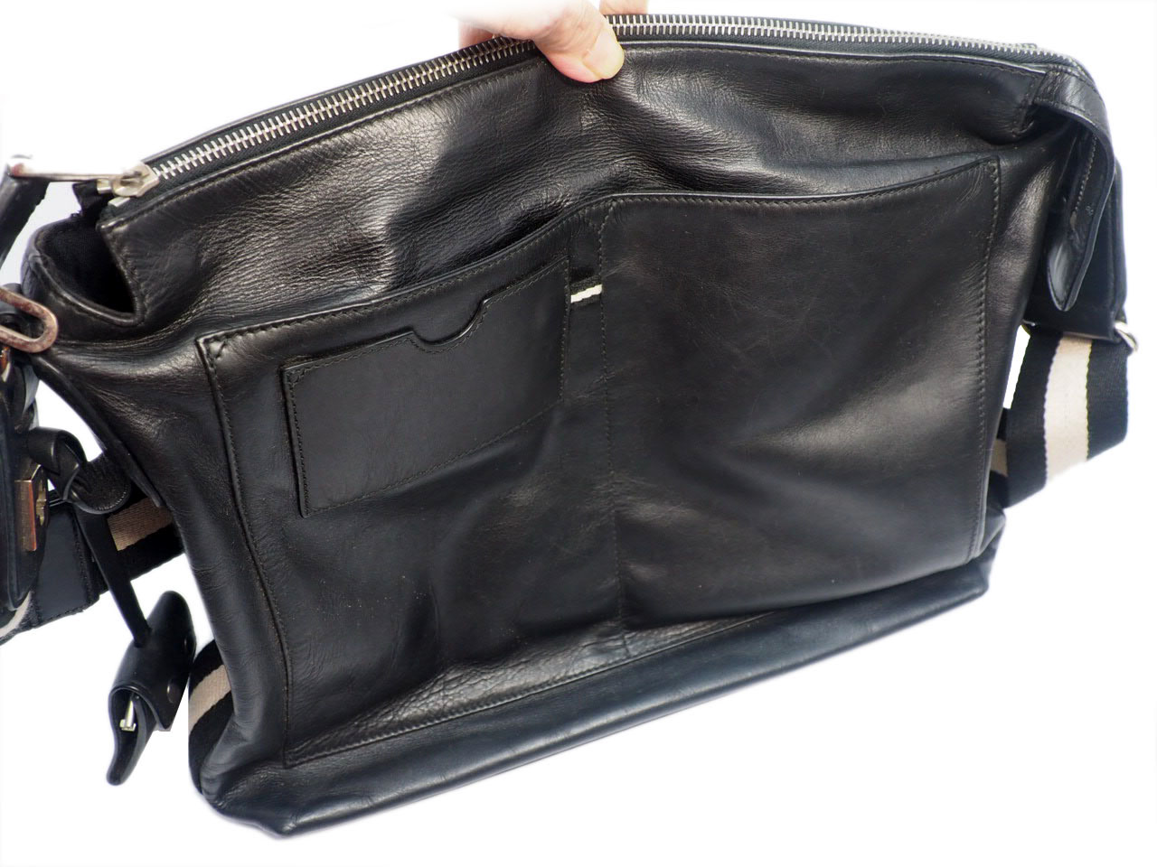Bally Black Calf Leather Business Document Messenger Bag - Image 8