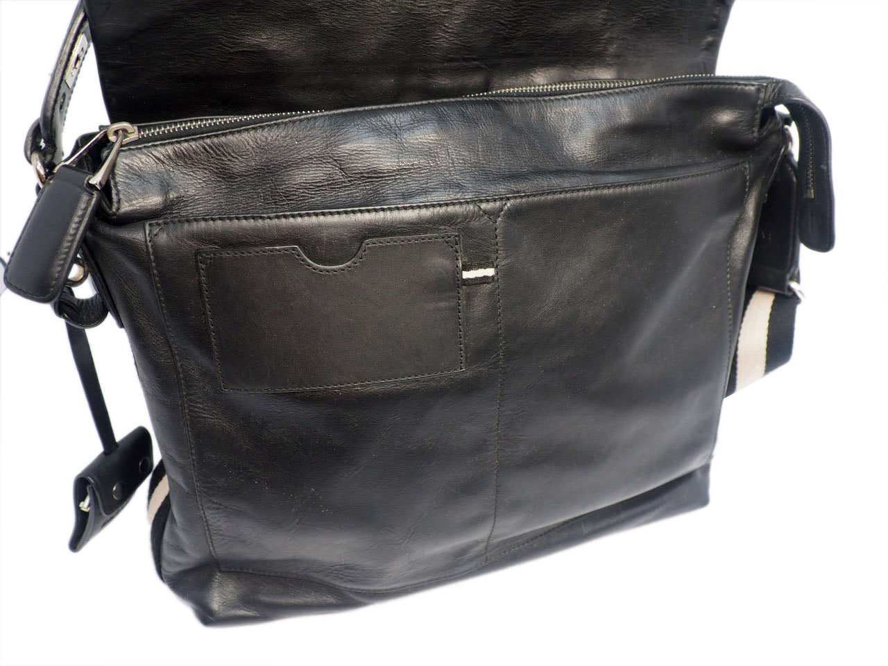Bally Black Calf Leather Business Document Messenger Bag - Image 9