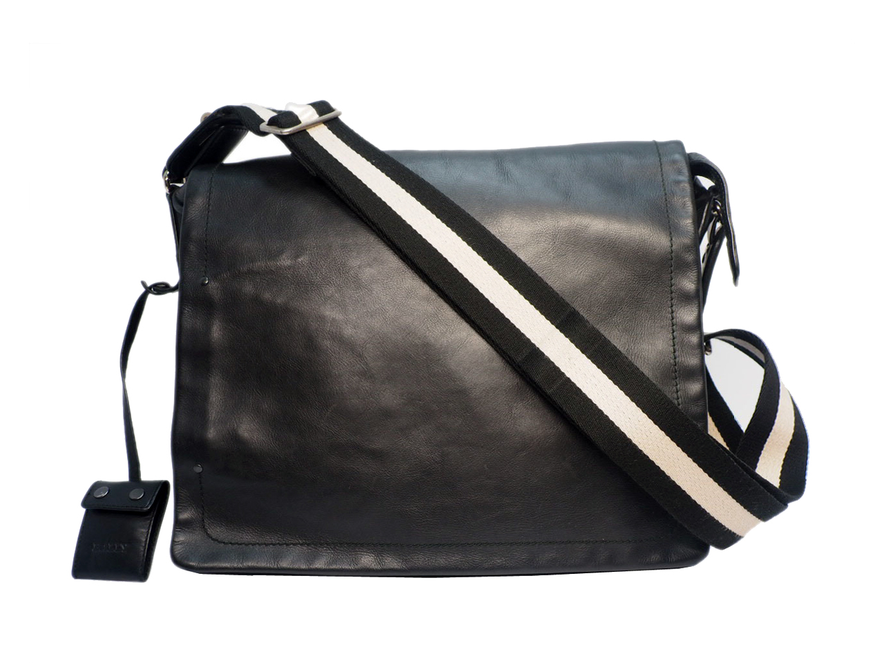 Bally Black Calf Leather Business Document Messenger Bag