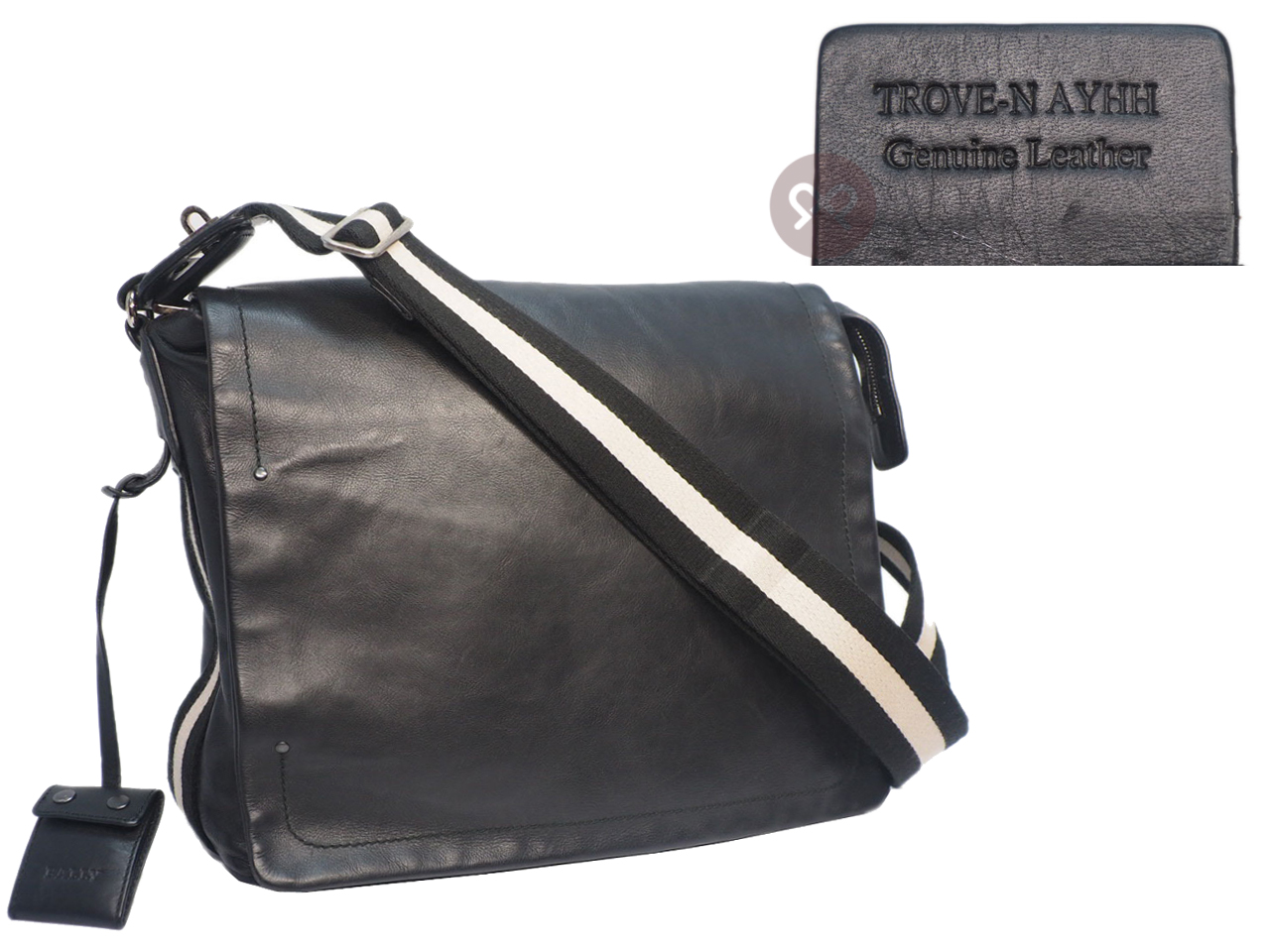 Bally Black Calf Leather Business Document Messenger Bag - Image 2