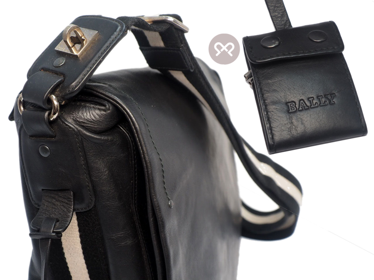 Bally Black Calf Leather Business Document Messenger Bag - Image 10