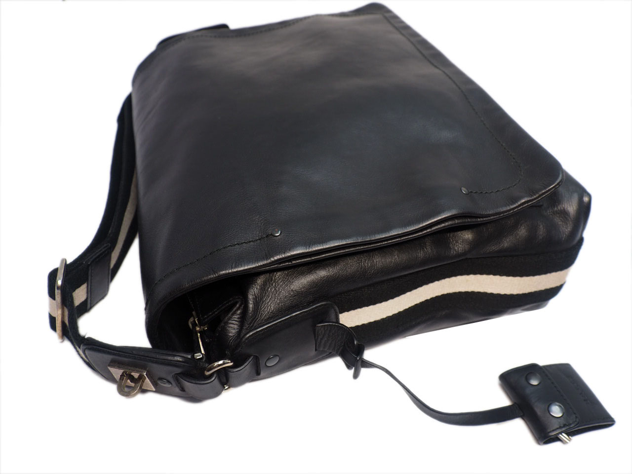 Bally Black Calf Leather Business Document Messenger Bag - Image 7