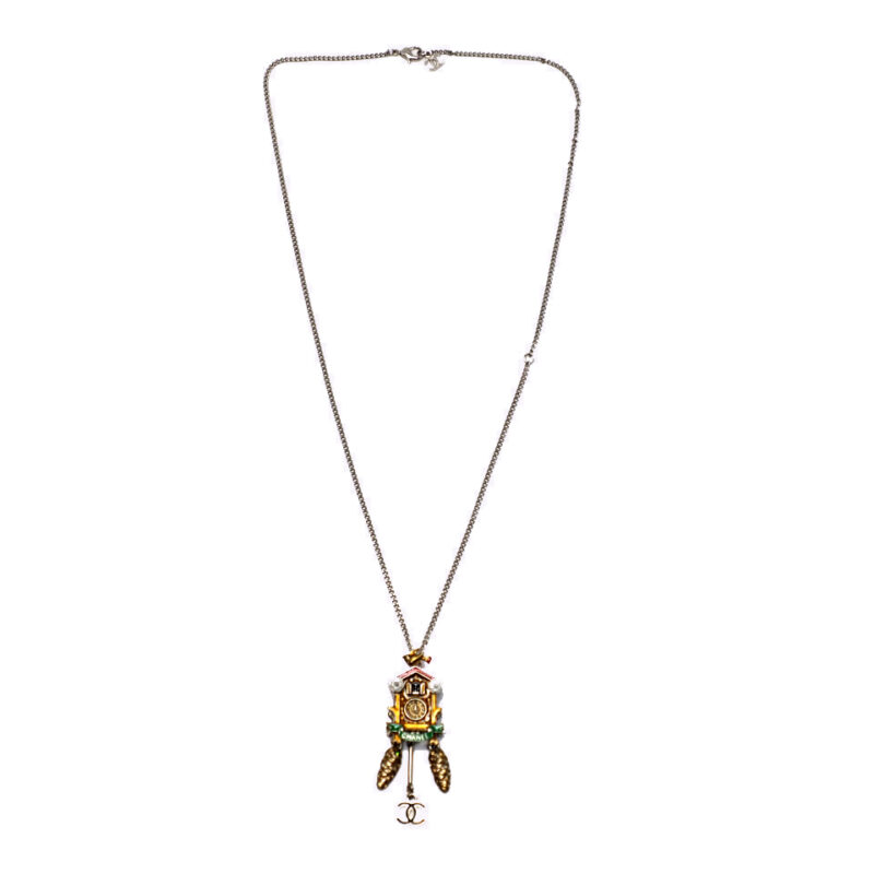 Chanel 15A Metiers d'Art Enamel Paris- Salzburg Cuckoo Clock CC Charm Necklace