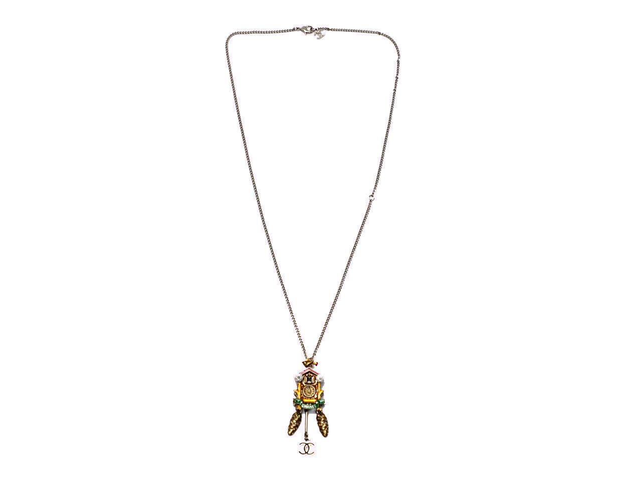 Chanel 15A Metiers d'Art Enamel Paris- Salzburg Cuckoo Clock CC Charm Necklace