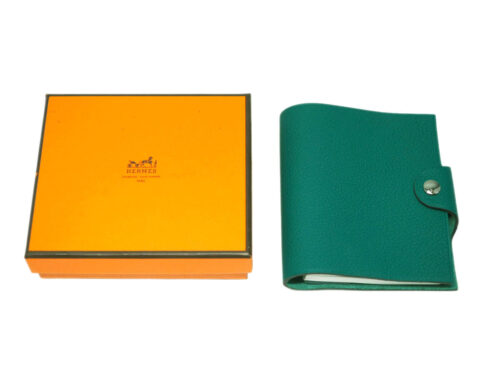 Hermes Cahier Ulysse Mini in Malachite Color Agenda with Refill- Q stamp