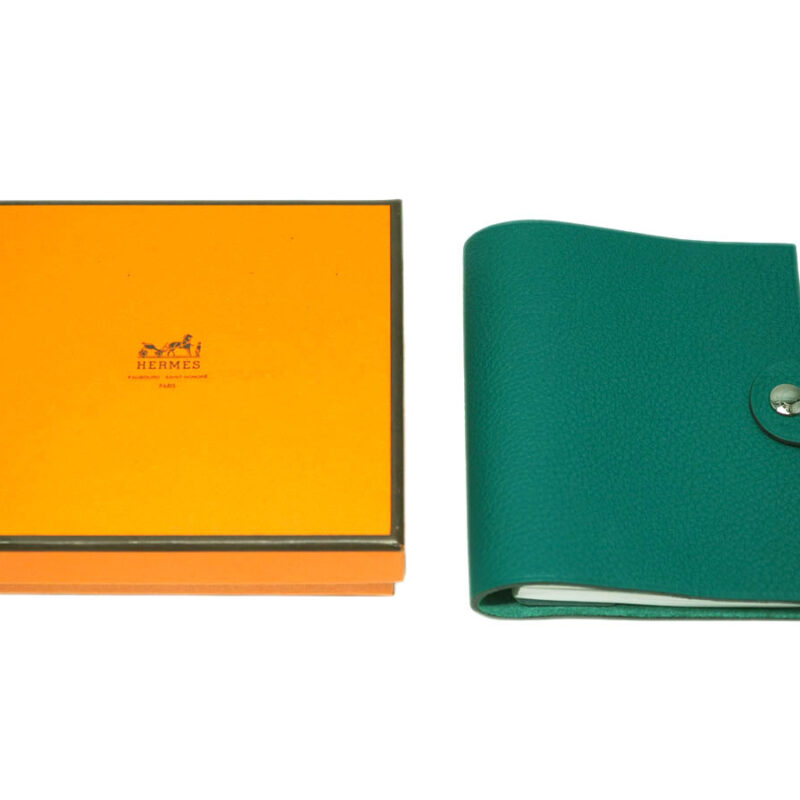 Hermes Cahier Ulysse Mini in Malachite Color Agenda with Refill- Q stamp