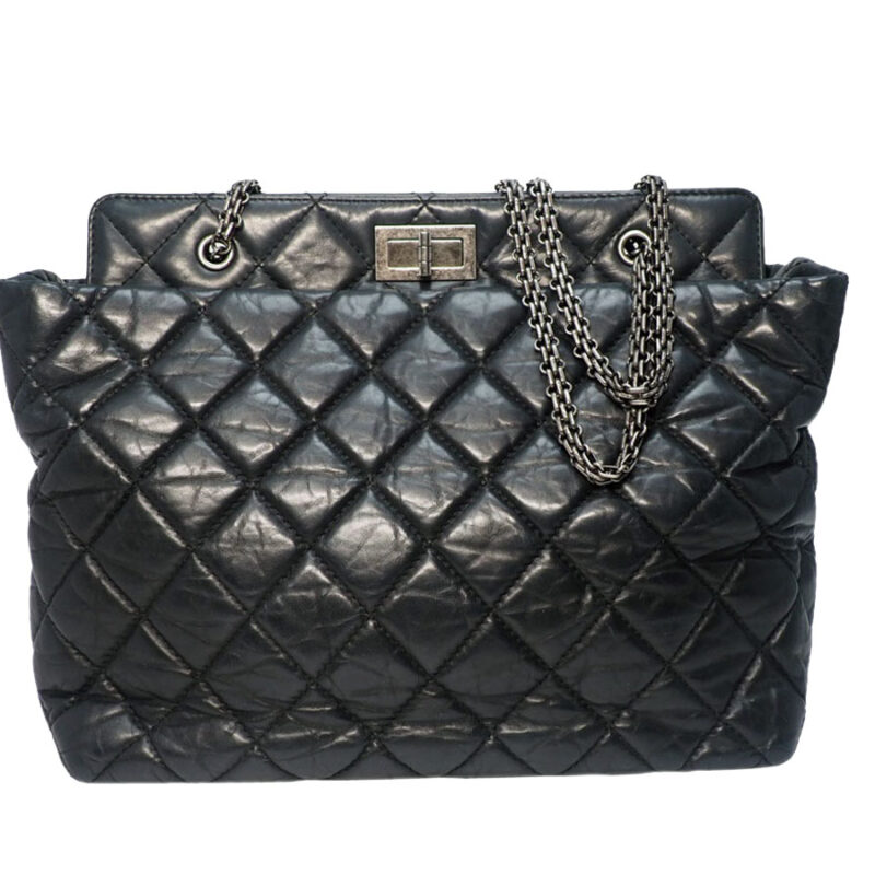 Chanel 16923267 Black Distressed Reissue Ruthenium Hardware Shopping Tote Bag