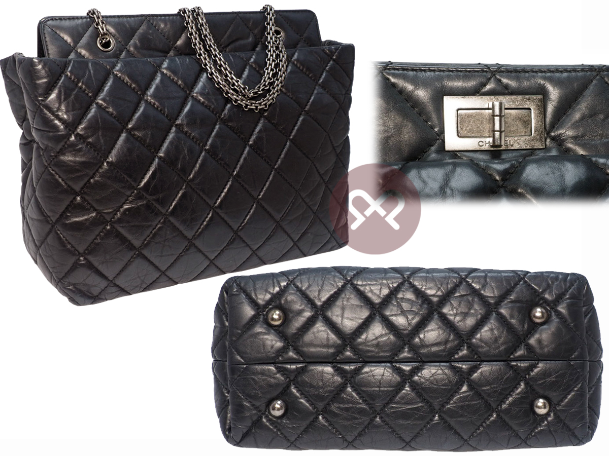 Chanel 16923267 Black Distressed Reissue Ruthenium Hardware Shopping Tote Bag - Image 3