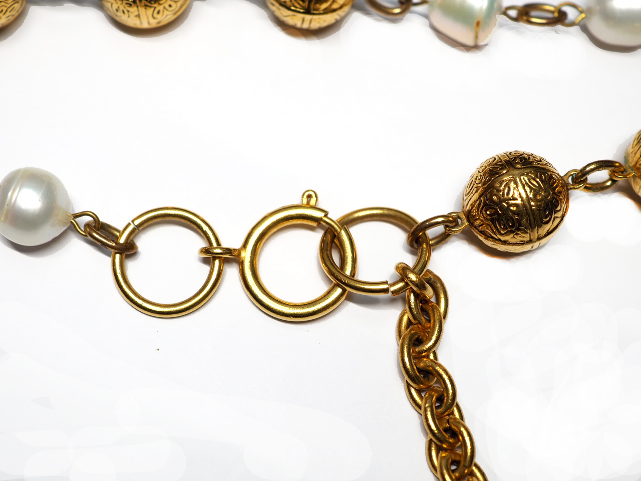 Chanel Vintage Real Pearls and Gold Balls Chain Link Necklace/ Belt - Image 7