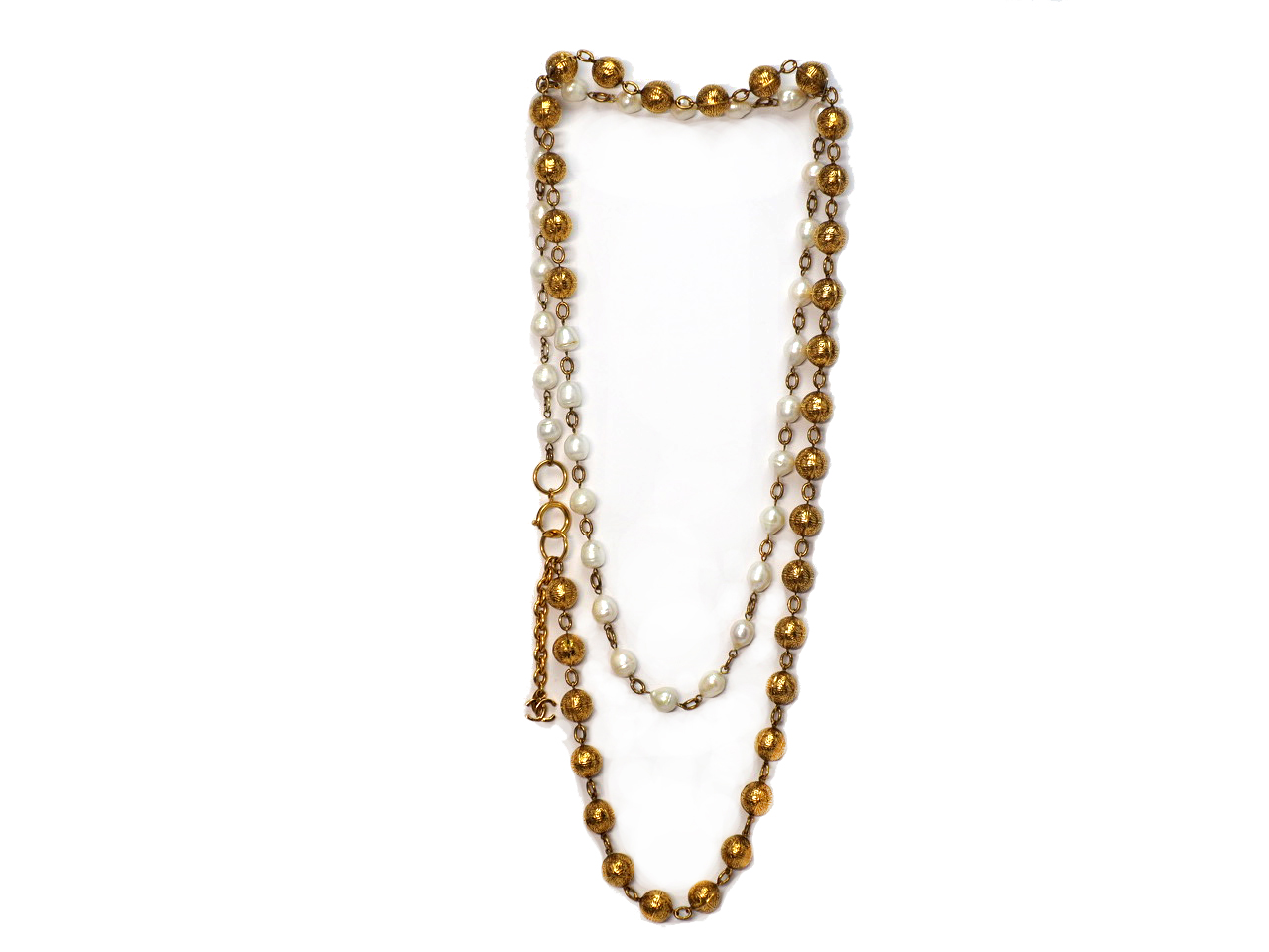 Chanel Vintage Real Pearls and Gold Balls Chain Link Necklace/ Belt - Image 2