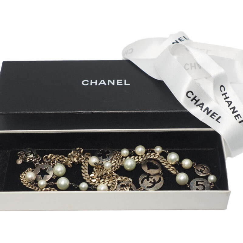 Chanel Vintage Pearl and Medallion Charms Necklace/ Belt