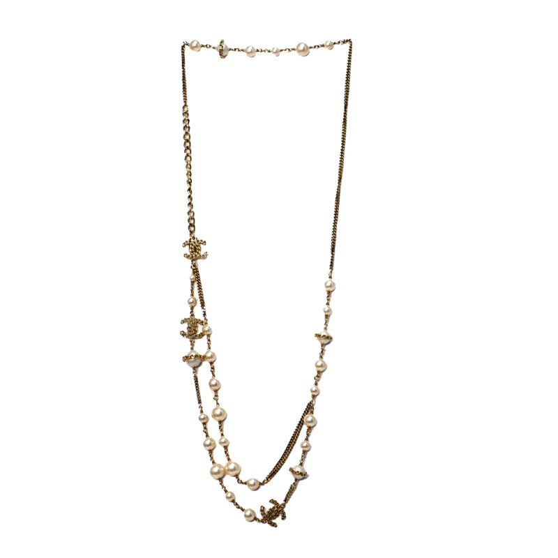 Chanel 2016 Collection! 84cm Long Pearls/ Gold Necklace/ Belt-16B