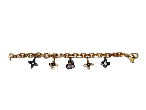 Louis Vuitton M65235 Goldtone Monogram Hide & Seek Heart Bracelet (LE0163)