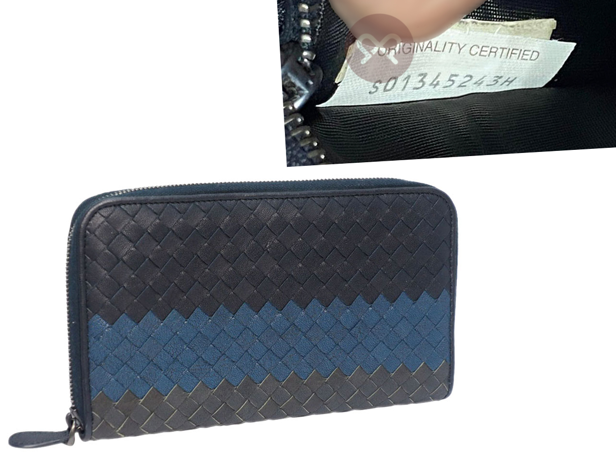 Bottega Veneta Limited Blue/ Grey/ Black Goat Leather Zip Around Long Wallet-S01345243H - Image 2