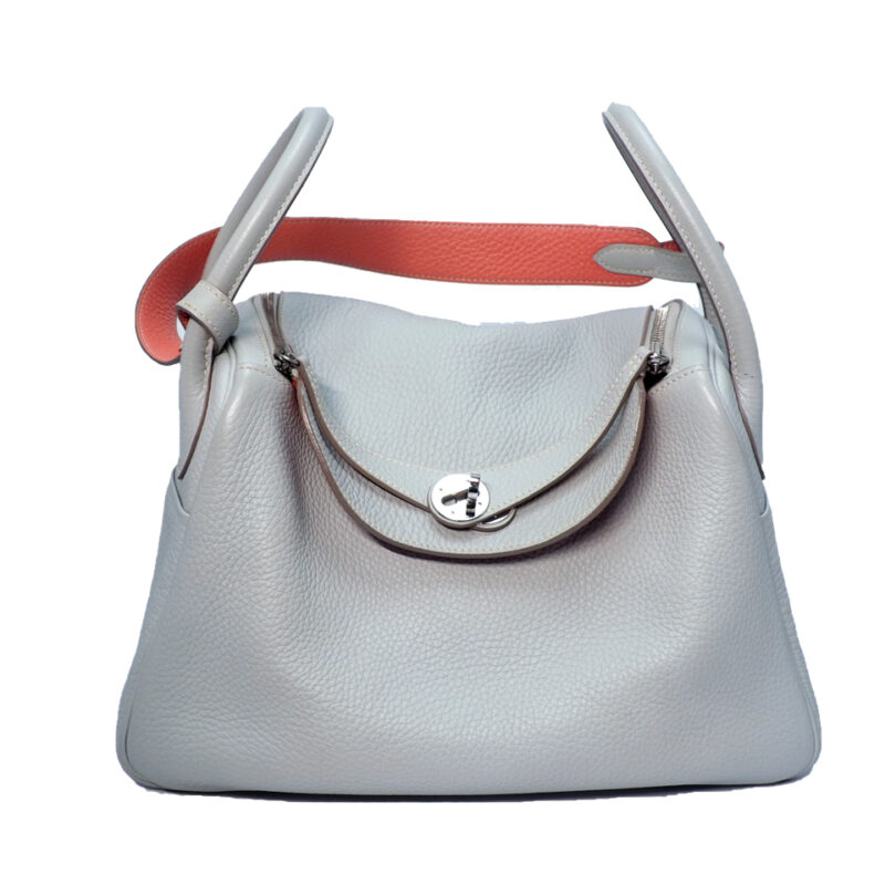 Hermes Lindy 30 Eclat Clemence Gris Perle/ Crevette Q Stamp Palladium Hardware