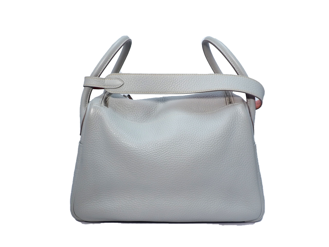 Hermes Lindy 30 Eclat Clemence Gris Perle/ Crevette Q Stamp Palladium Hardware - Image 3