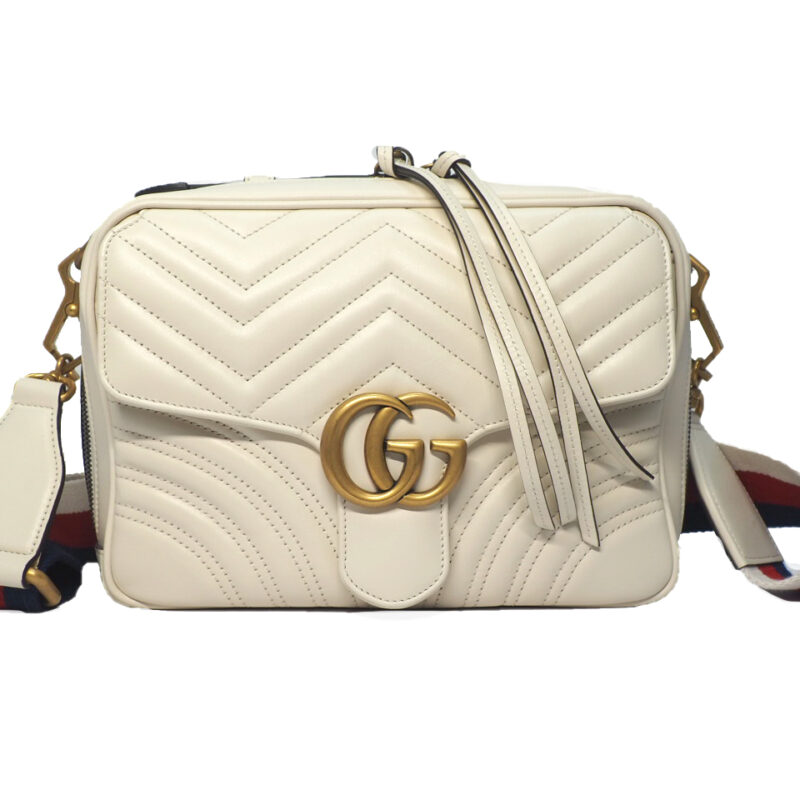 Gucci 498100 Beige/ Off White GG Marmont 2-Way Matelasse Shoulder Bag