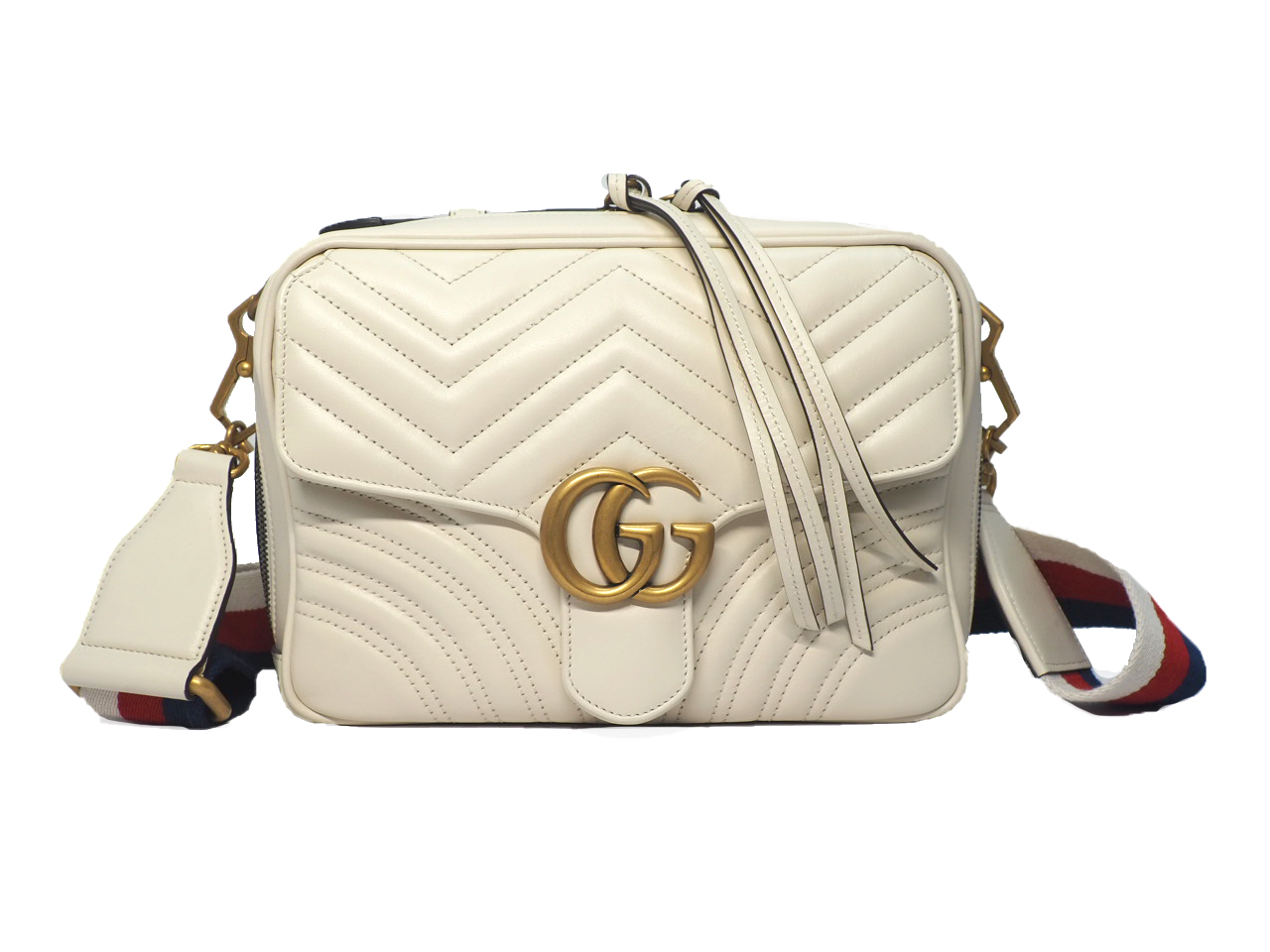 Gucci 498100 Beige/ Off White GG Marmont 2-Way Matelasse Shoulder Bag