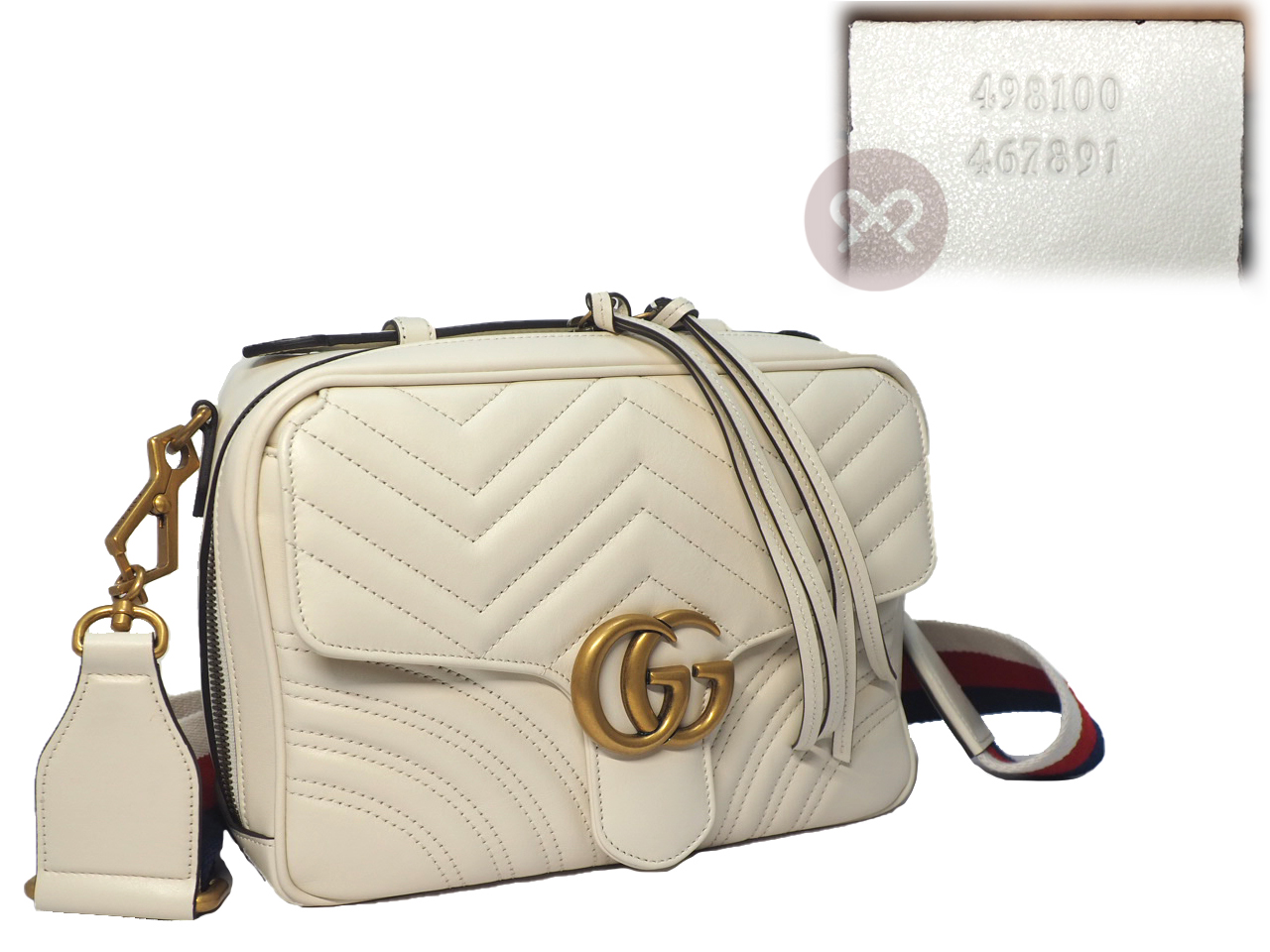 Gucci 498100 Beige/ Off White GG Marmont 2-Way Matelasse Shoulder Bag - Image 2
