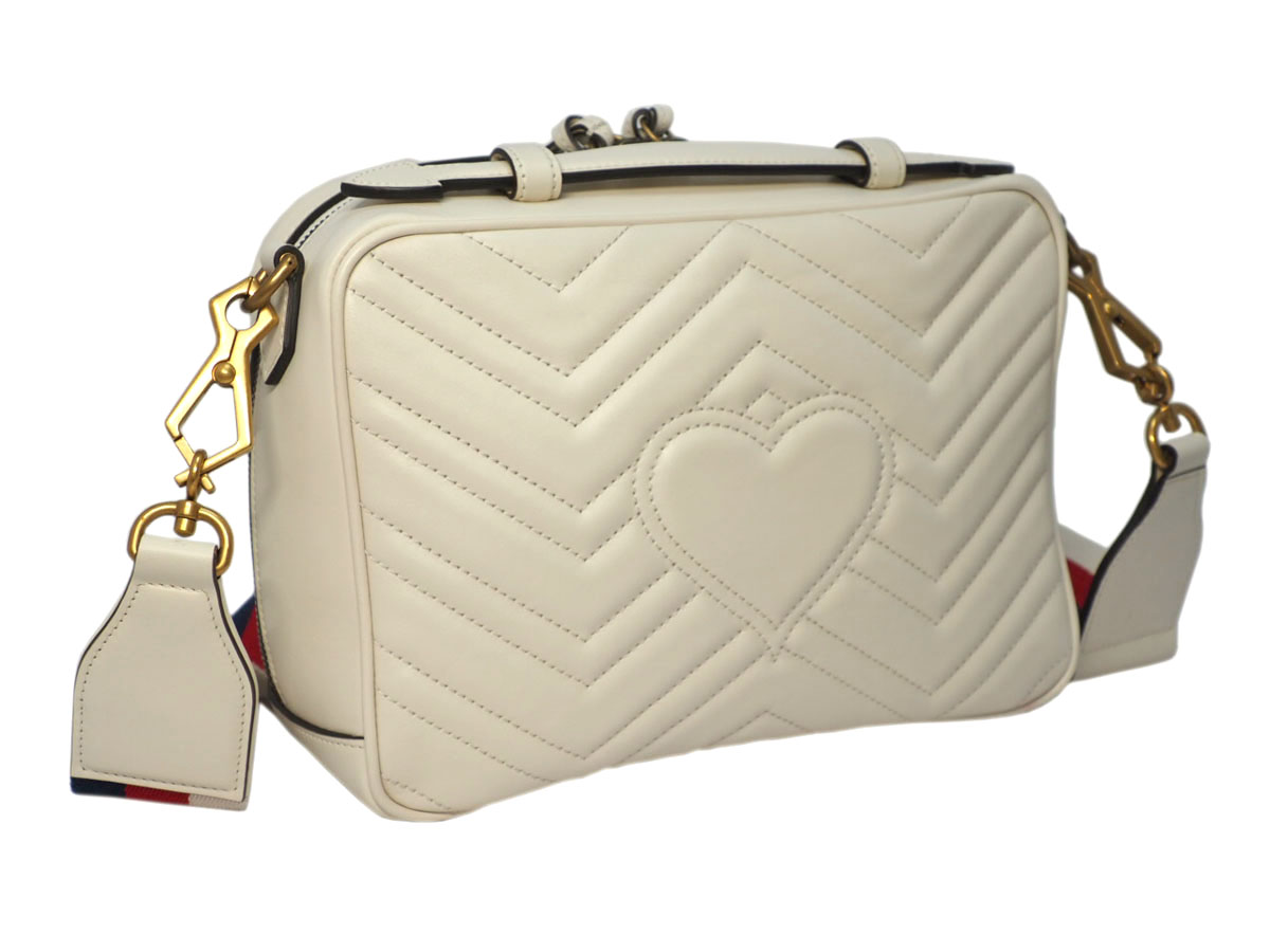 Gucci 498100 Beige/ Off White GG Marmont 2-Way Matelasse Shoulder Bag - Image 4