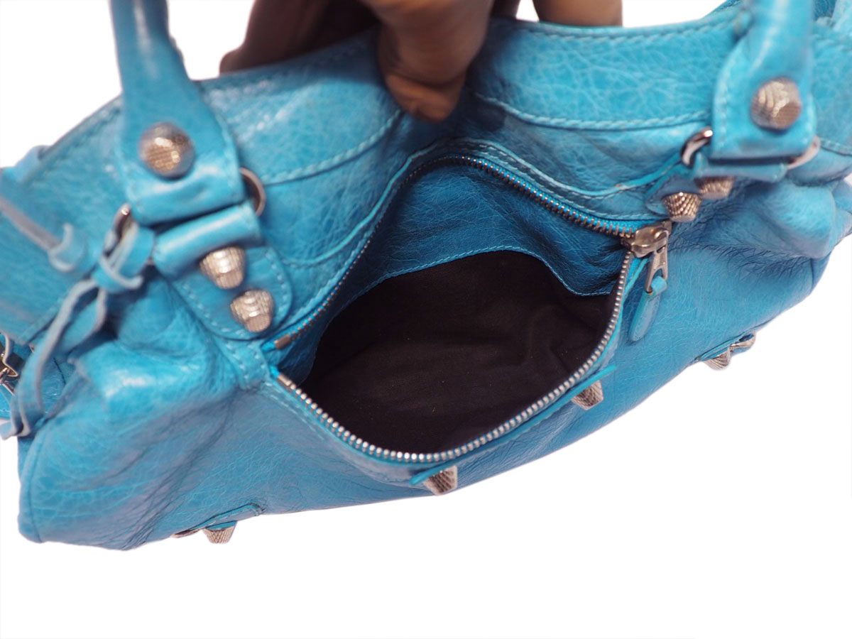 Balenciaga 240578 Town Coral Blue Giant 12 Silver Hardware 2-Way Bag - Image 11