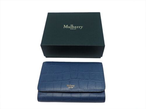 Mulberry Navy Blue Soft Printed Croc Medium Continental French Purse