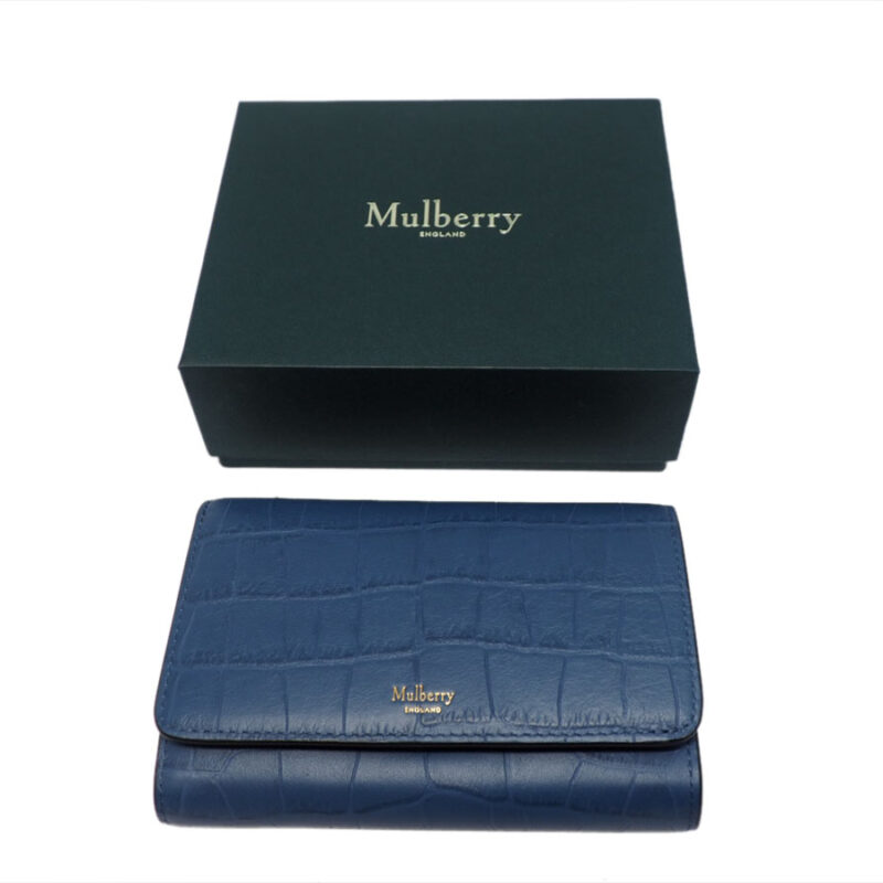 Mulberry Navy Blue Soft Printed Croc Medium Continental French Purse