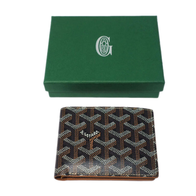 Goyard Black/ Tan Classic Goyardine Victoire Bifold Wallet- 8 Card Wallet- BEX020186