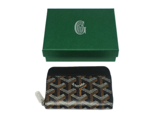 Goyard Black/ Tan Classic Goyardine Porte-Monnaie Matignon Mini Zippy Purse