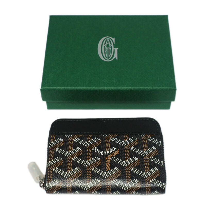 Goyard Black/ Tan Classic Goyardine Porte-Monnaie Matignon Mini Zippy Purse