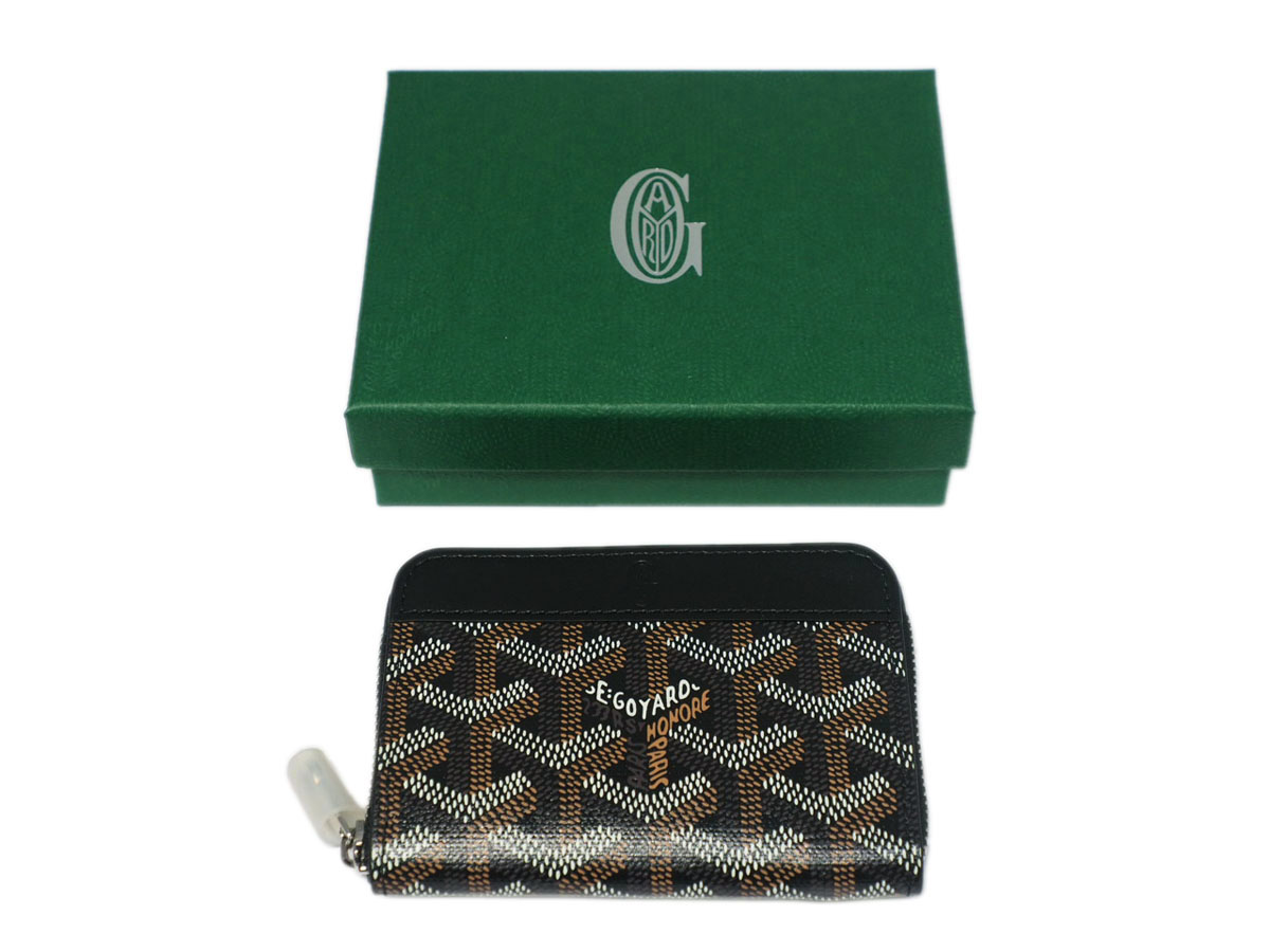 Goyard Black/ Tan Classic Goyardine Porte-Monnaie Matignon Mini Zippy Purse