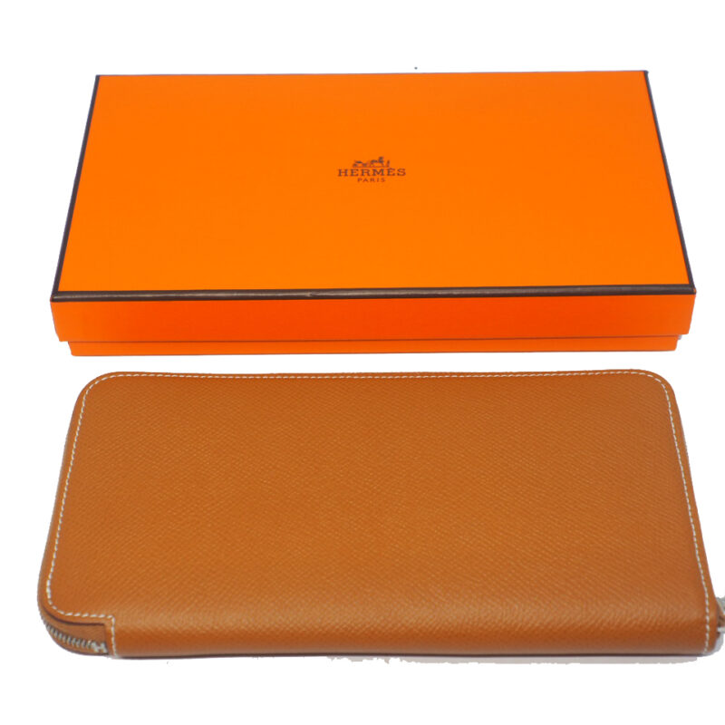 Hermes Epsom Gold/ Mexico-Bougainvillier Silk In classic Long wallet