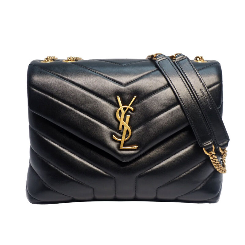 YSL Saint Laurent 494699 Black Monogram Loulou Small in Matelasse Y Leather Chain Bag