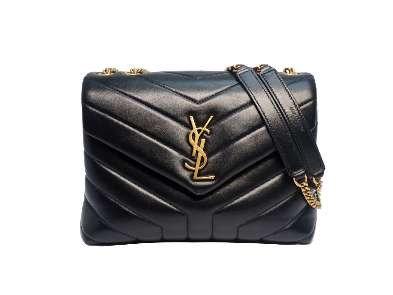 YSL Saint Laurent 494699 Black Monogram Loulou Small in Matelasse Y Leather Chain Bag