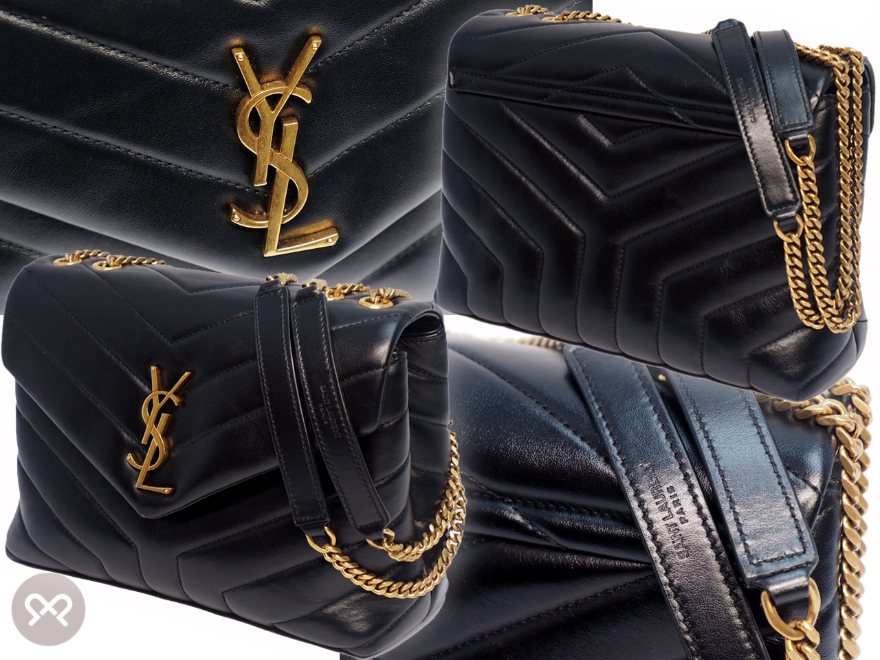 YSL Saint Laurent 494699 Black Monogram Loulou Small in Matelasse Y Leather Chain Bag - Image 8